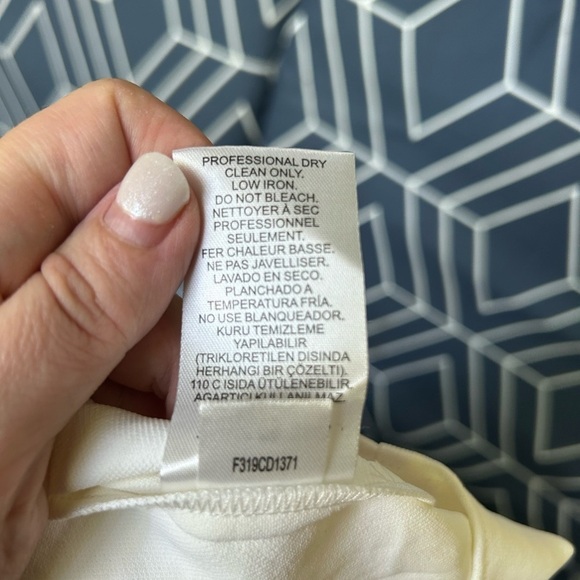 New With Tags TIBI Ivory Stretch Faux Wrap Dress Long Sleeve Black Belt - Picture 7 of 8